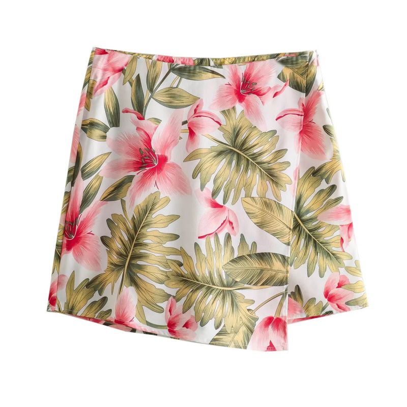 Fashion Color Matching Polyester Printed Wrap Shorts