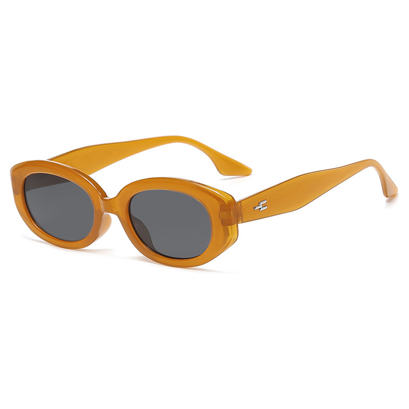Fashion Orange Frame Gray Slice Oval Small Frame Sunglasses