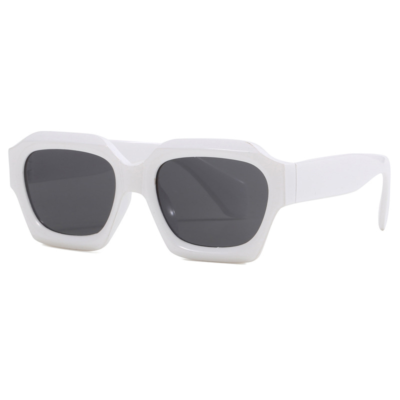 Fashion Solid White Gray Flakes Polygonal Sunglasses