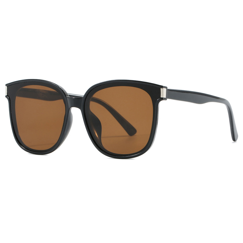 Fashion Bright Black Tea Slices Large Square Frame Sunglasses