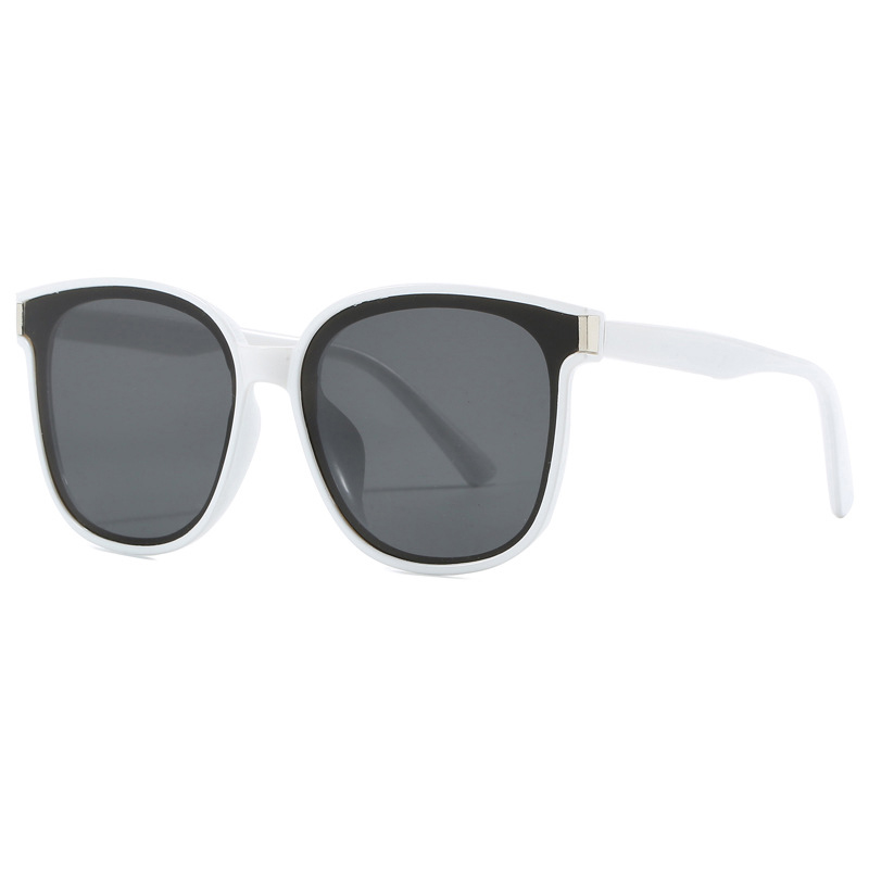 Fashion Solid White Gray Flakes Large Square Frame Sunglasses