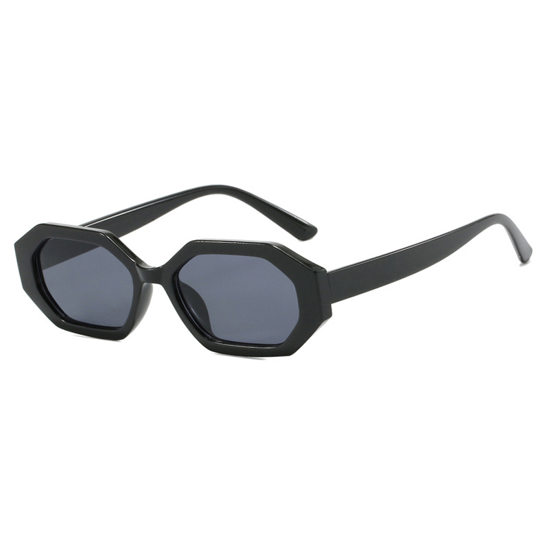 Fashion Bright Black And Gray Film Small Frame Irregular Sunglasses