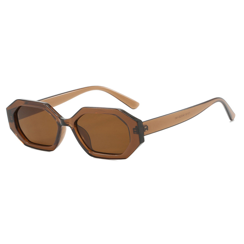 Fashion Dark Tea Tablets Small Frame Irregular Sunglasses