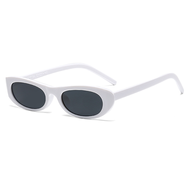 Fashion Solid White Gray Flakes Small Oval Sunglasses