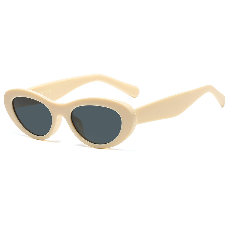 Fashion Beige Gray Slices Pc Oval Sunglasses