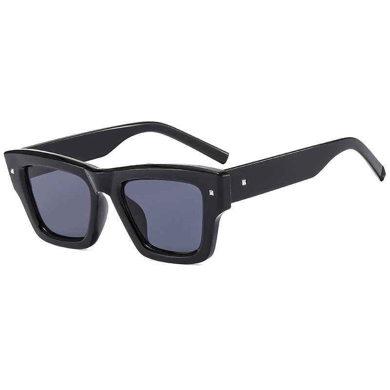 Fashion Bright Black All Gray Pc Square Sunglasses