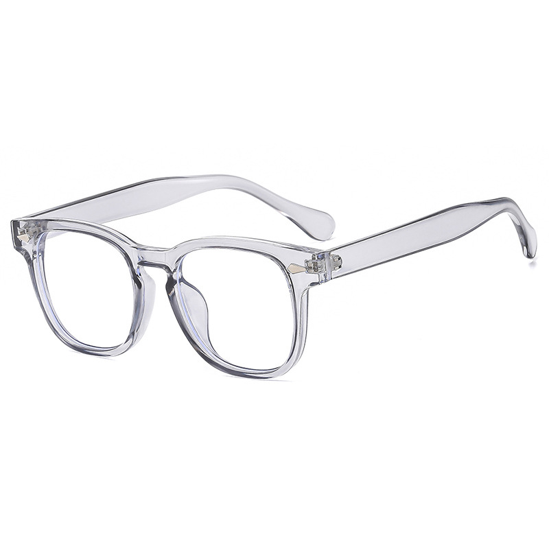 Fashion Transparent Gray And White Film Square Sunglasses With Rice Studs