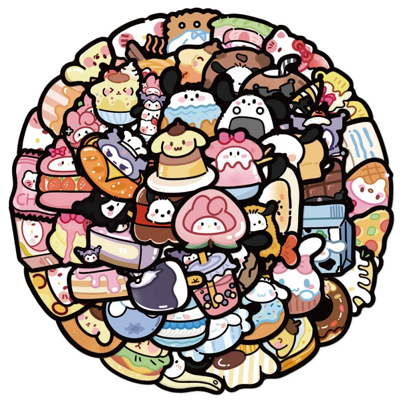 Fashion 55 Anime Cartoon Food Stickers Sjs228 55 Cartoon Cartoon Food Waterproof Stickers