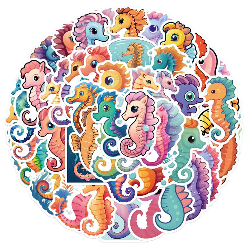 Fashion 50 Cartoon Seahorse Stickers Opq268 50 Cartoon Seahorse Waterproof Stickers