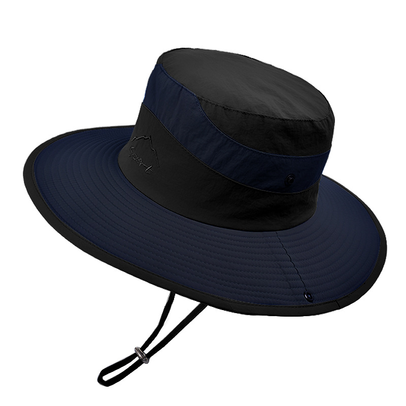 Fashion Navy Blue Nylon Large Brim Fisherman Hat