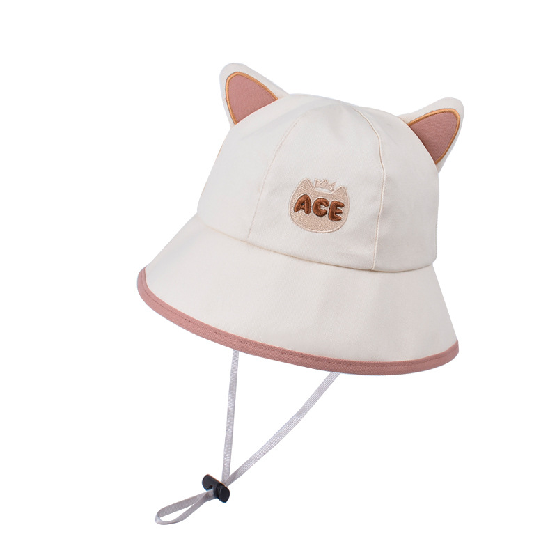 Fashion Beige Cotton Cat Ear Bucket Hat