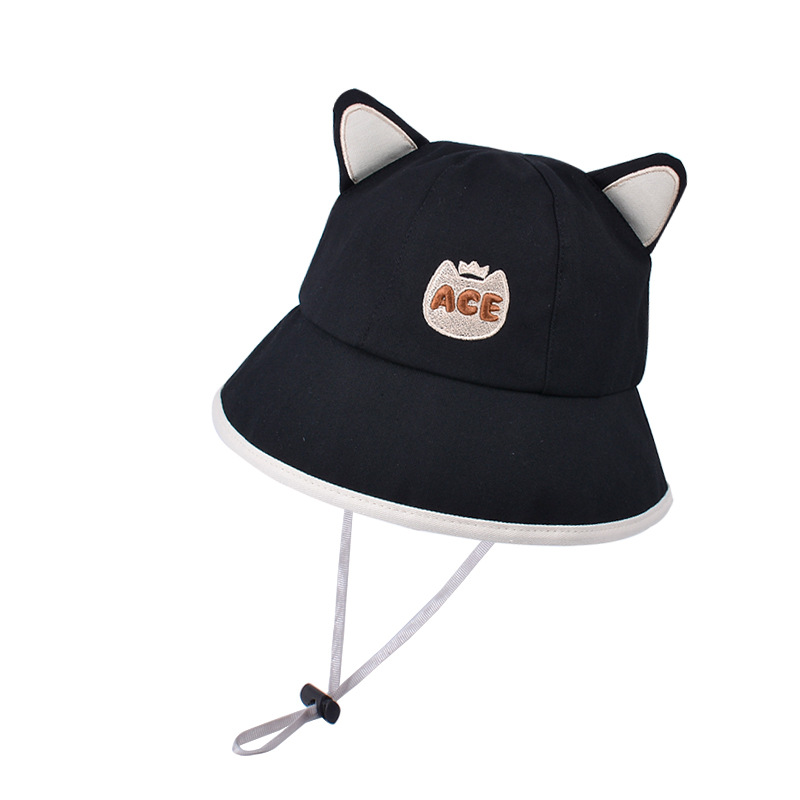 Fashion Black Cotton Cat Ear Bucket Hat