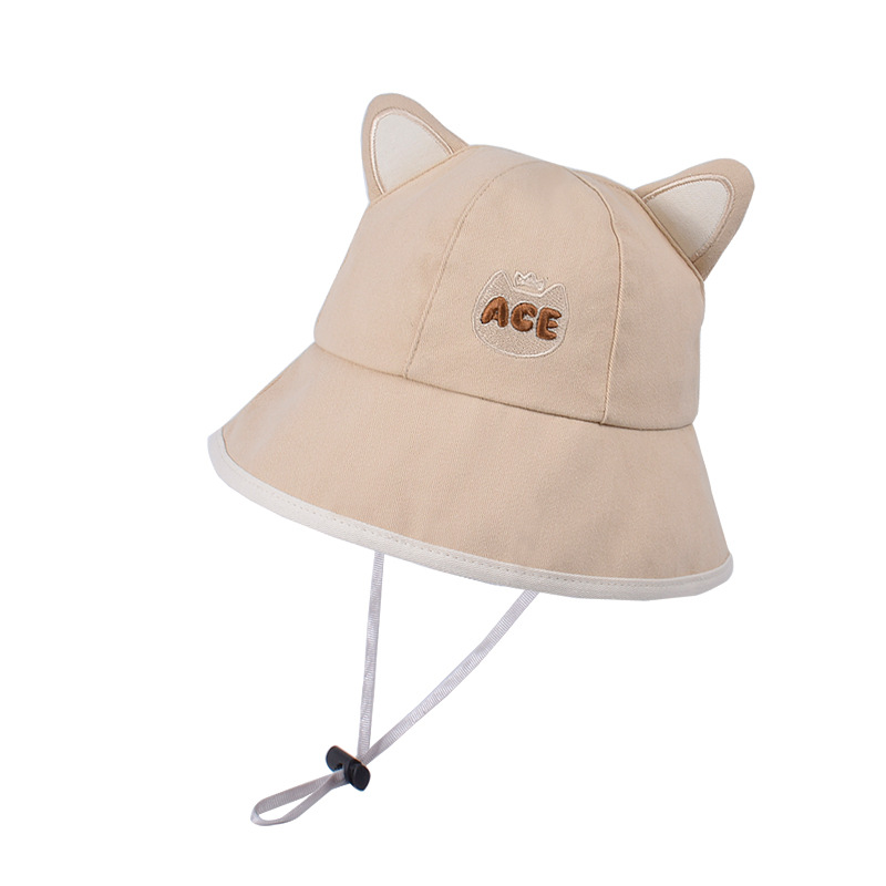Fashion Khaki Cotton Cat Ear Bucket Hat