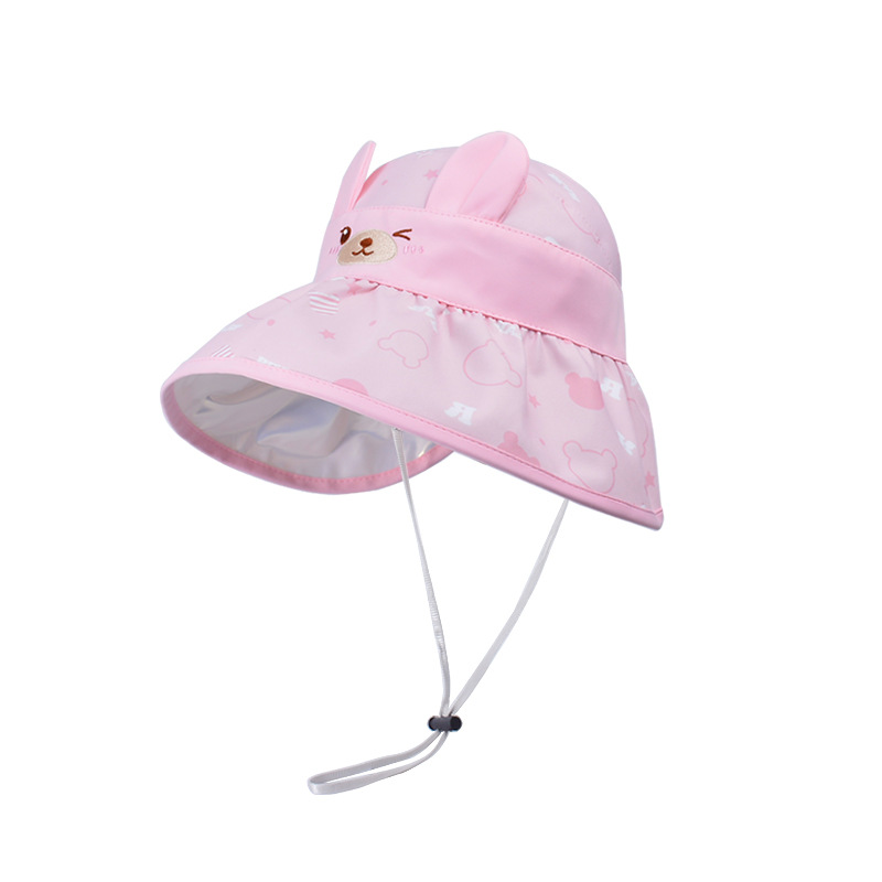 Fashion Pink Cotton Printed Cartoon Bucket Hat