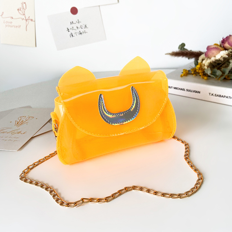 Fashion Yellow Pvc Transparent Flap Crossbody Bag