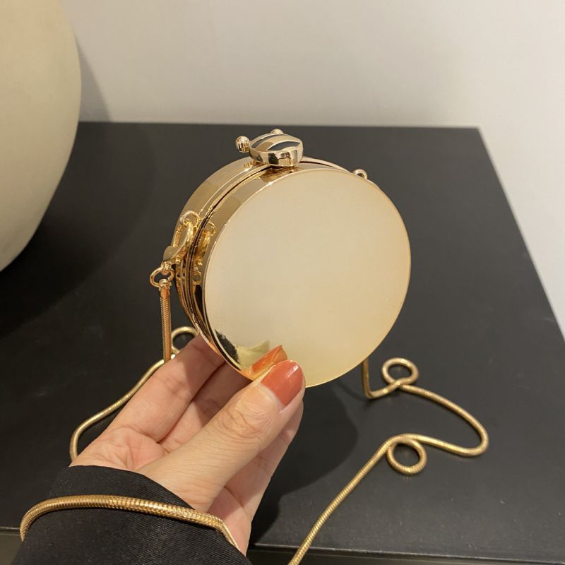 Fashion Gold Glossy Acrylic Round Crossbody Bag