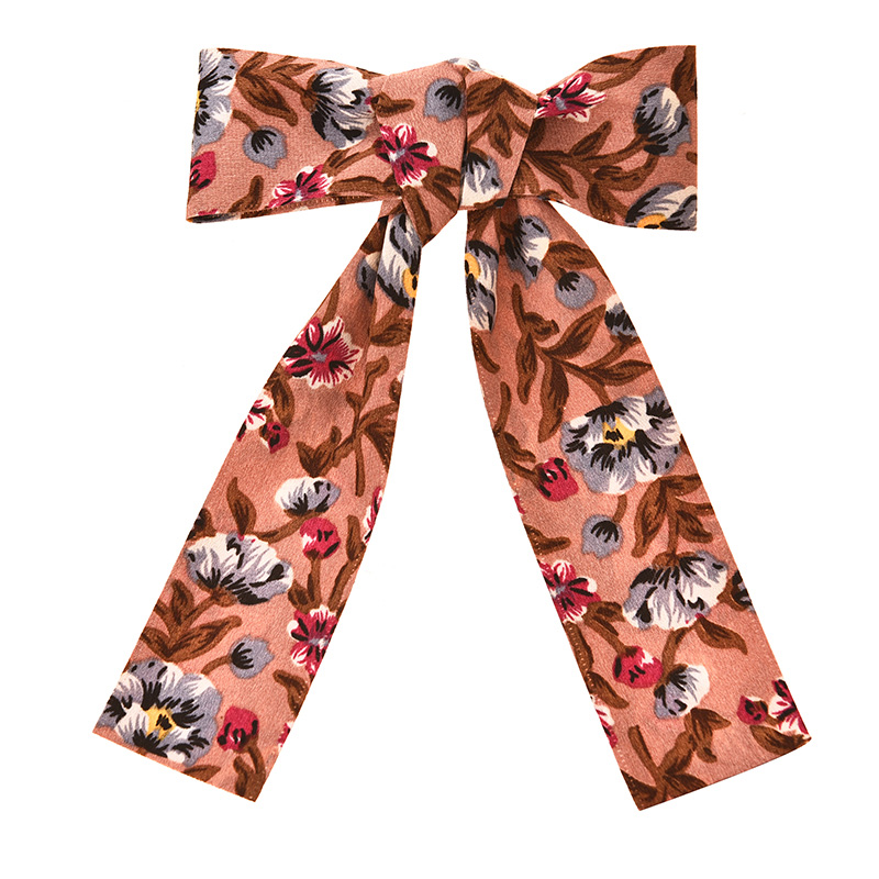 Fashion Color 2 Alloy Fabric Printed Bow Short Hair Clip