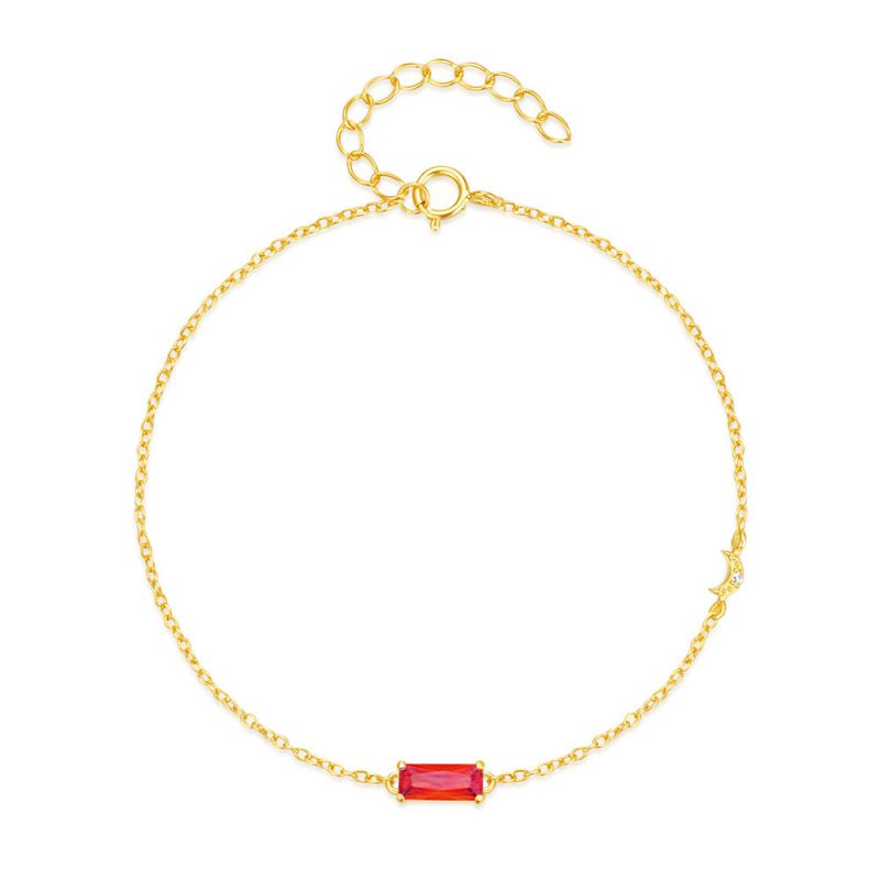 Fashion Gold - Red Diamond Sterling Silver Diamond Rectangular Bracelet