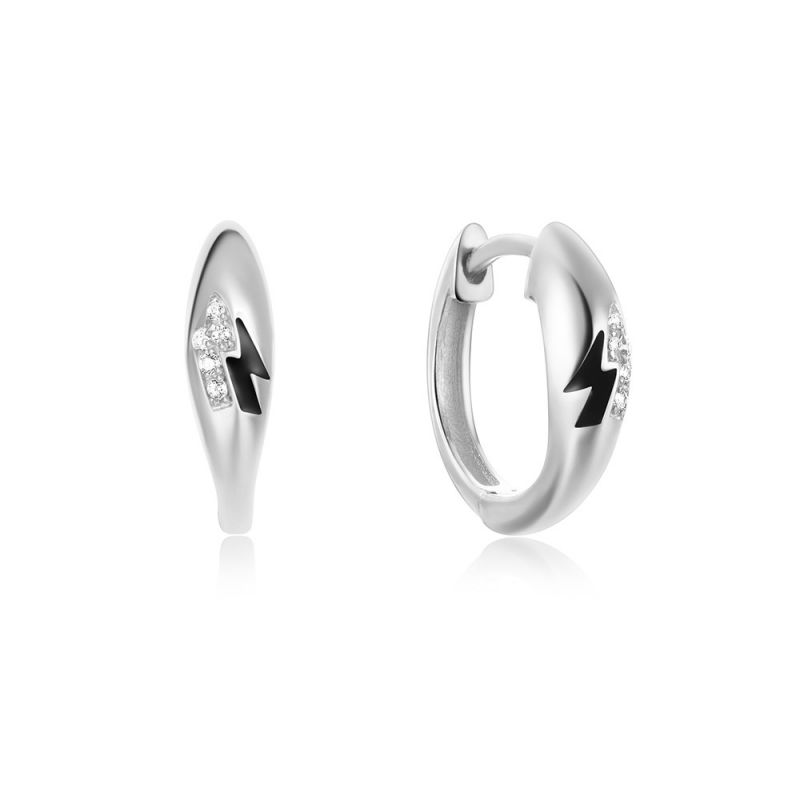 Fashion Platinum-drip Oil Black #4 Sterling Silver Diamond Round Earrings
