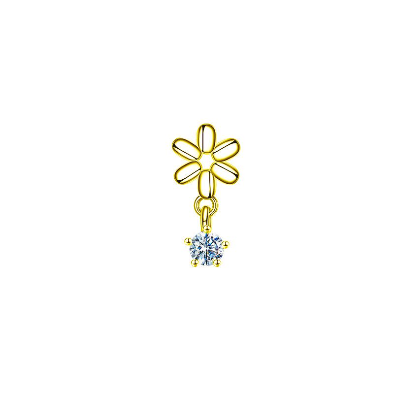 Fashion One Yellow Gold Flower Zircon Earring Copper Inlaid Zirconium Flower Earrings (single)