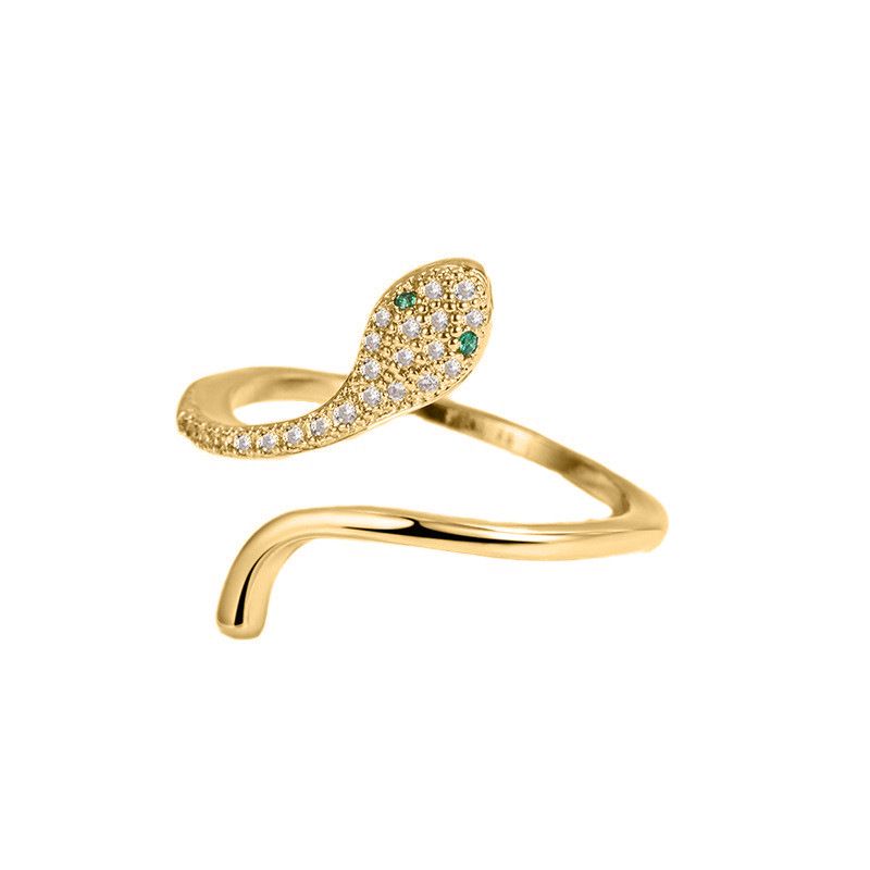 Fashion Gold Copper Inlaid Zirconium Snake Ring