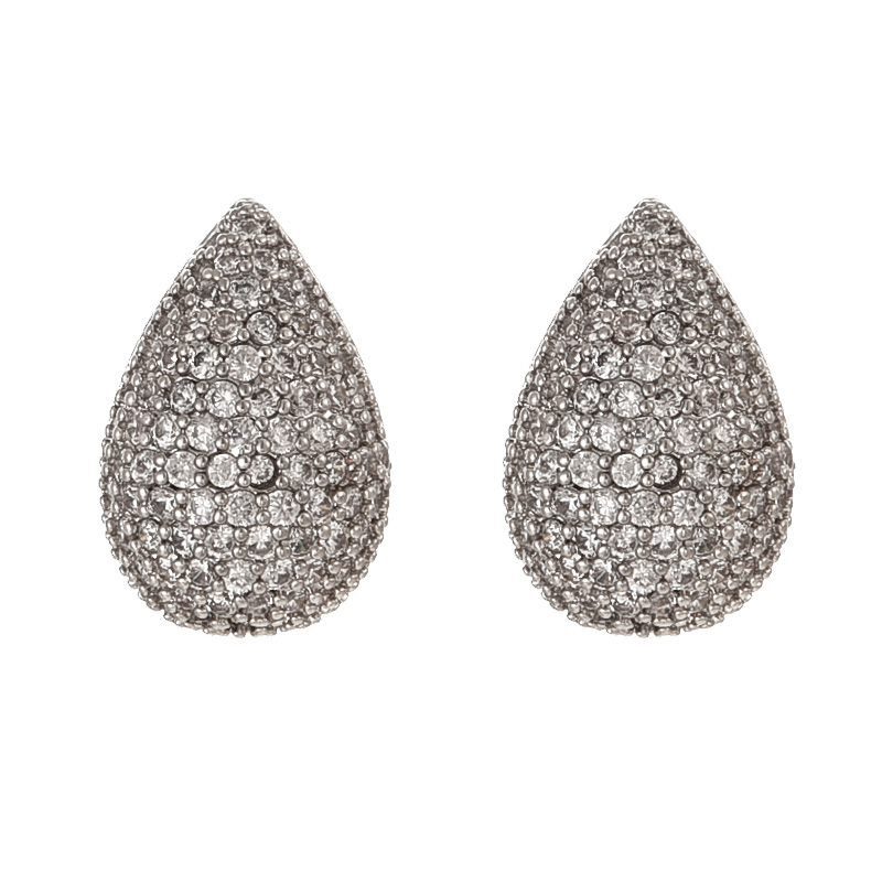 Fashion Silver Copper Set Zircon Drop Earrings
