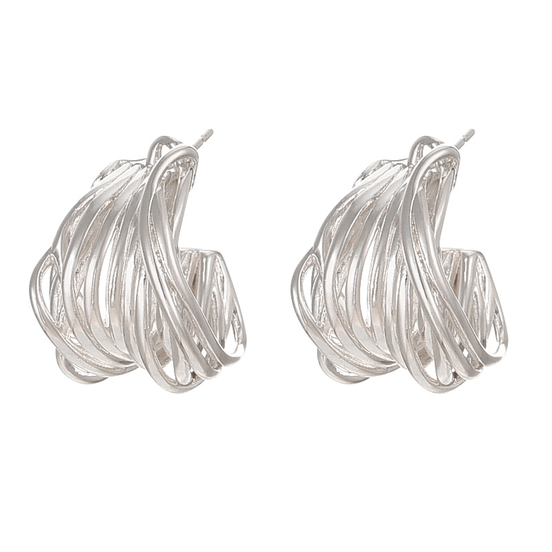 Fashion Silver Copper Multi-layer C-shaped Earrings