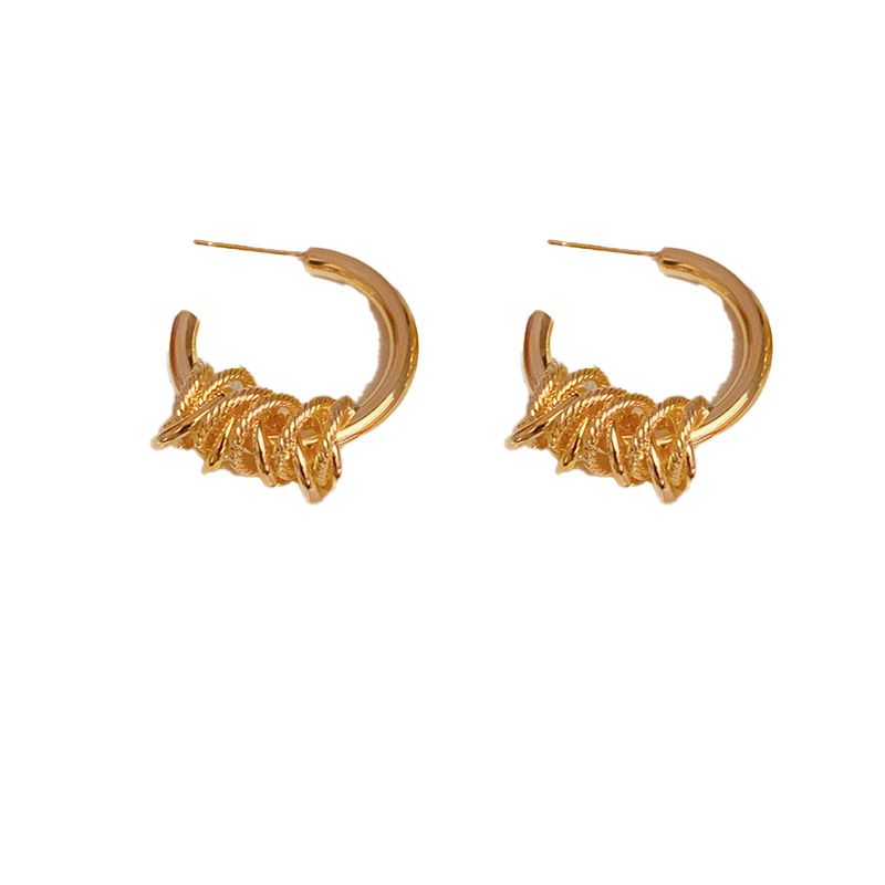 Fashion Gold - Hoop Earrings (thick Real Gold Plating) Copper Geometric Wrap Earrings