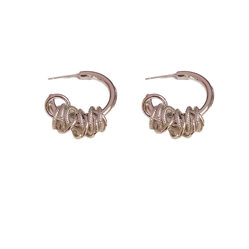 Fashion Silver - Hoop Earrings (thick Real Gold Plating) Copper Geometric Wrap Earrings