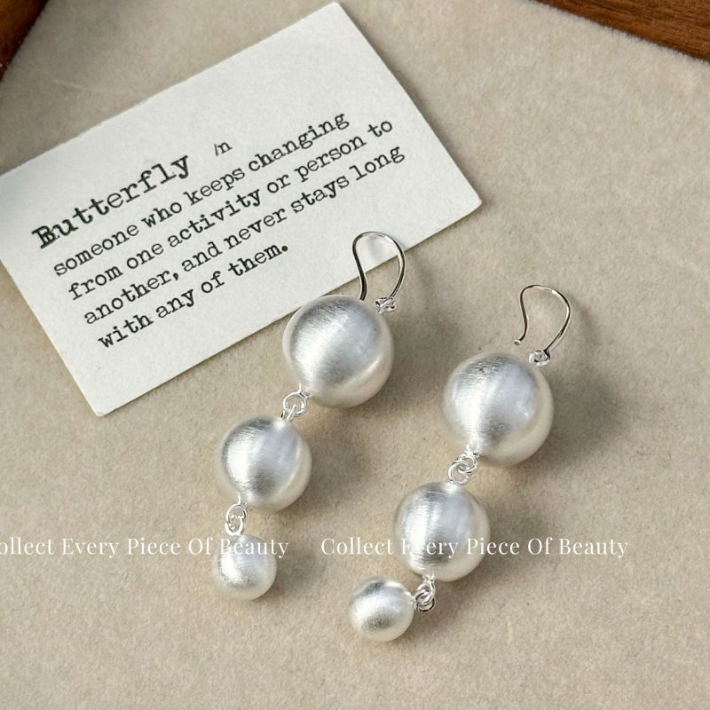 Fashion Brushed Silver Brushed Copper Pearl Earrings
