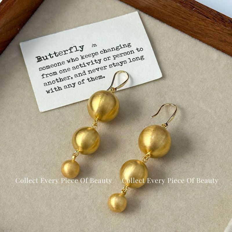Fashion Brushed Gold Brushed Copper Pearl Earrings