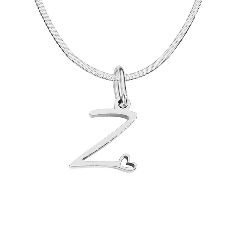 Fashion Z-stainless Steel Color Stainless Steel Snake Bone Chain Hollow Love 26 Letter Necklace