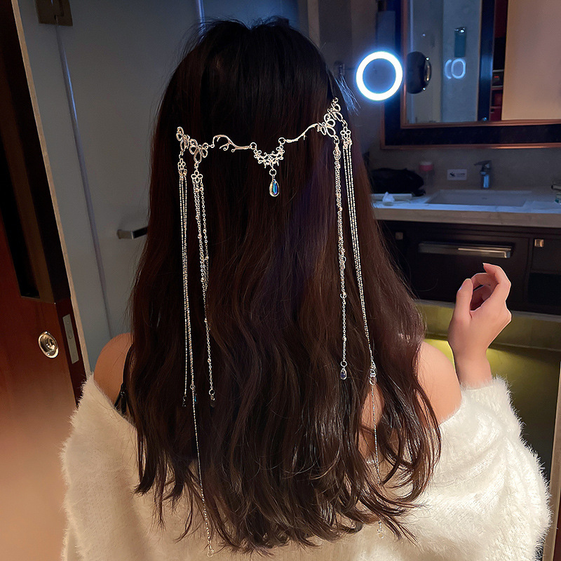 Fashion Hairpin-silver Chain Tassel Drop Hair Clip