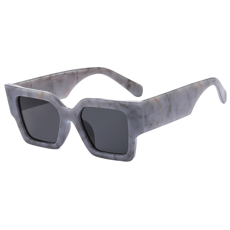 Fashion Marble Gray Flakes Large Square Frame Sunglasses