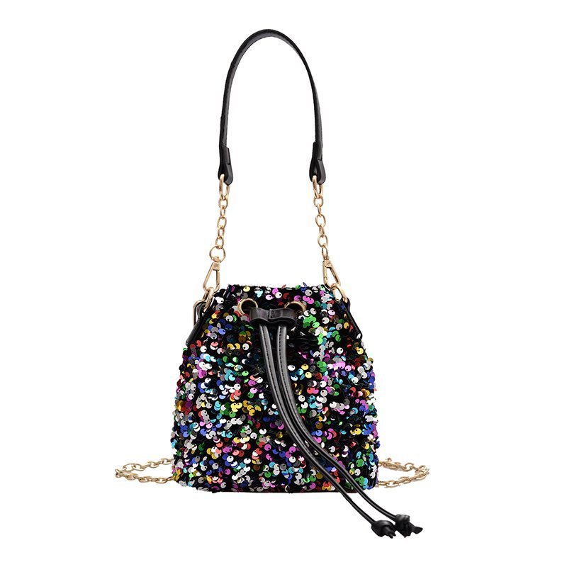 Fashion Color Sequined Large-capacity Drawstring Crossbody Bag
