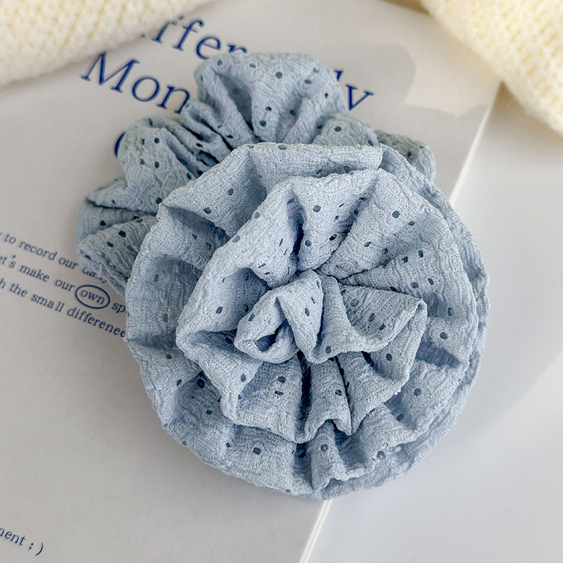Fashion C Blue Flowers Fabric Three-dimensional Flower Pleated Hair Tie