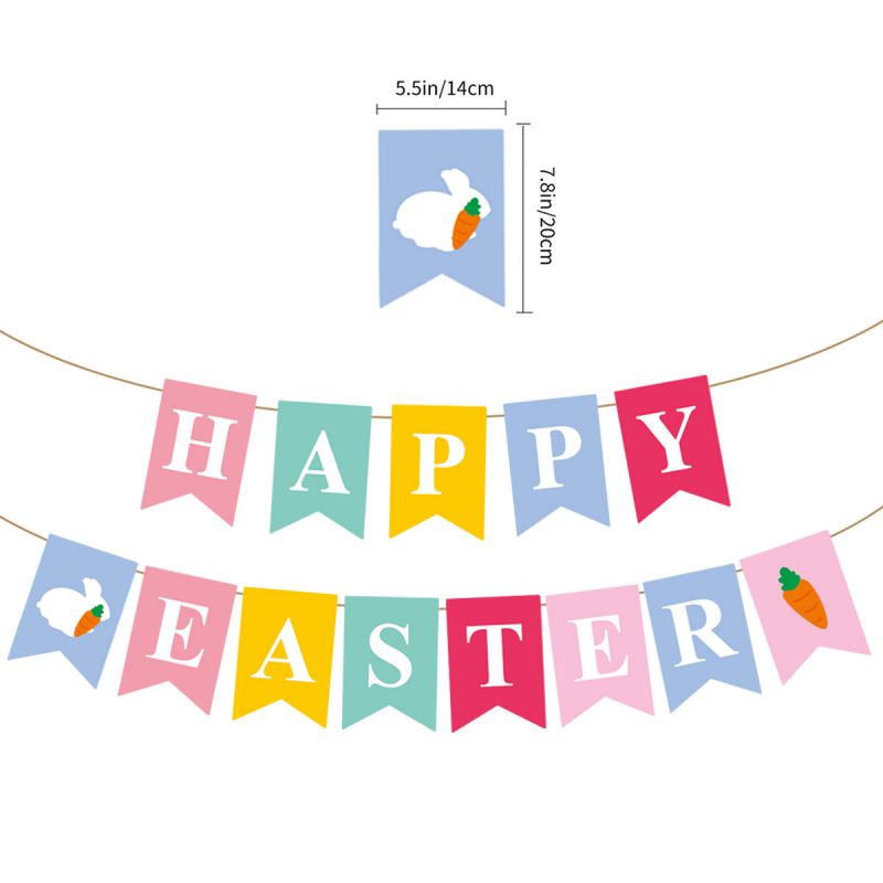 Fashion Easter Flag Type B Paper Bunny Carrot Alphabet Flag