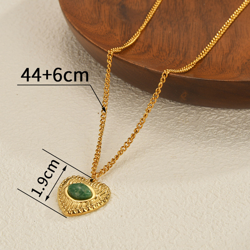 Fashion Green Love Necklace Stainless Steel Geometric Love Necklace