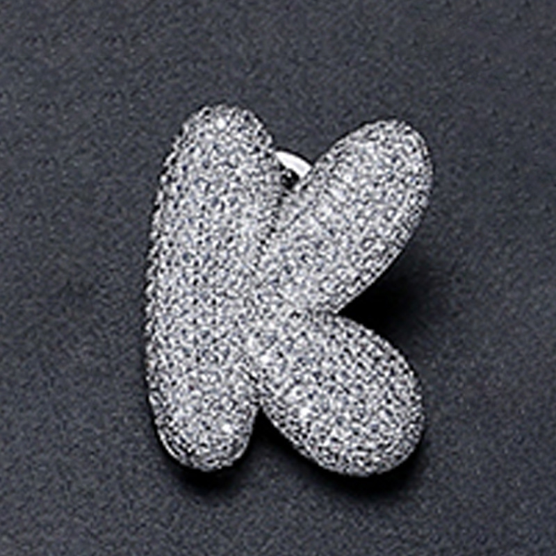 Fashion K Copper And Diamond 26 Letter Brooch