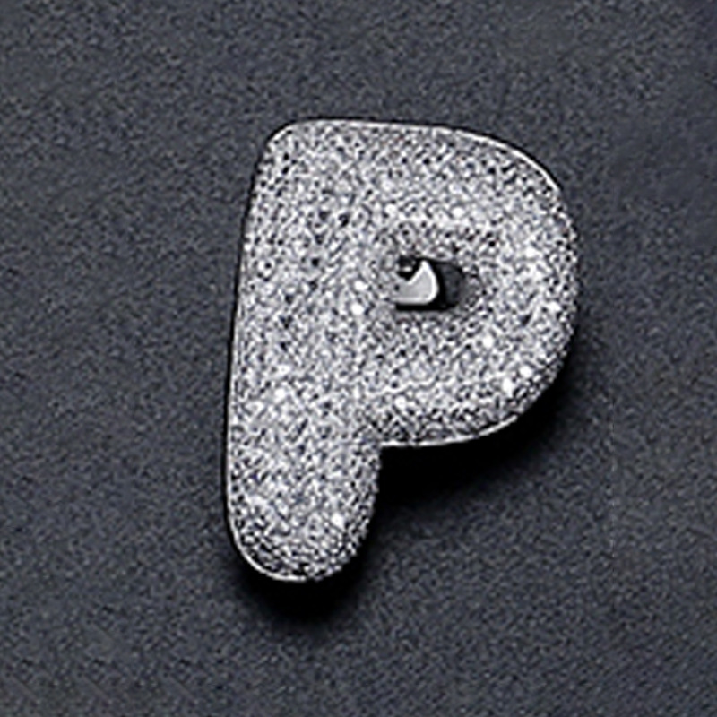Fashion P Copper And Diamond 26 Letter Brooch