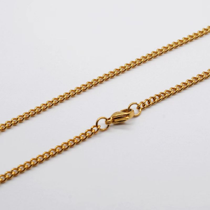 Fashion 3mm*55cm Gold Side Chain Stainless Steel Geometric Chain Necklace