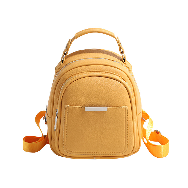 Fashion Yellow Soft Leather Large Capacity Backpack