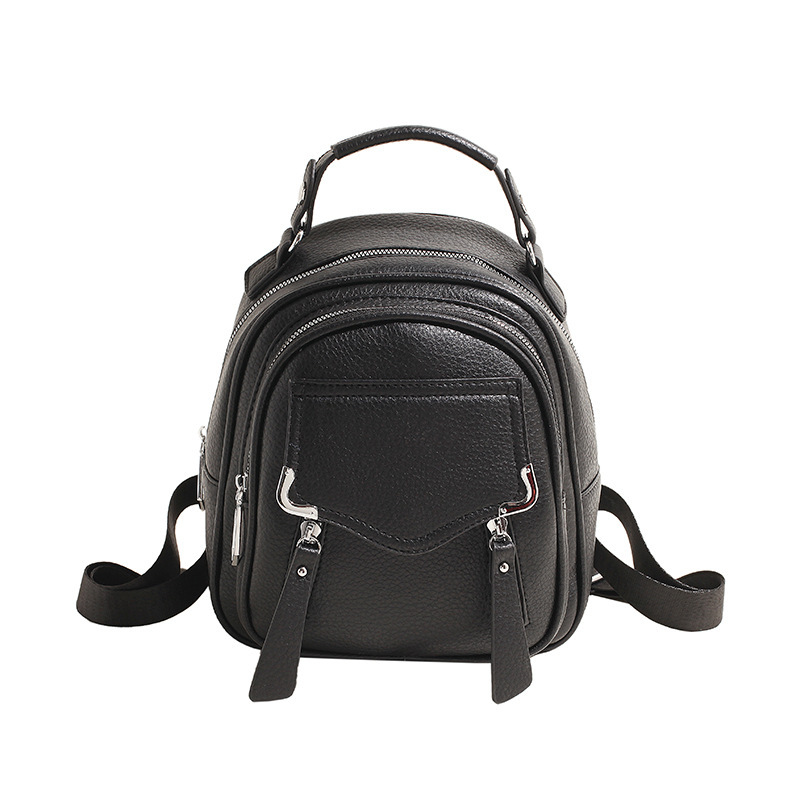 Fashion Black Pu Large Capacity Backpack