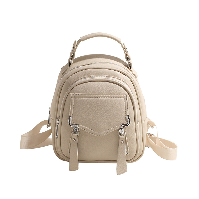 Fashion Beige Pu Large Capacity Backpack