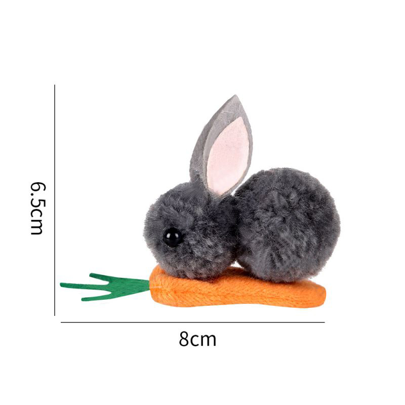 Fashion Gray Rabbit + Carrot Hairpin (finished Product) Plush Bunny Carrot Childrens Hair Clip