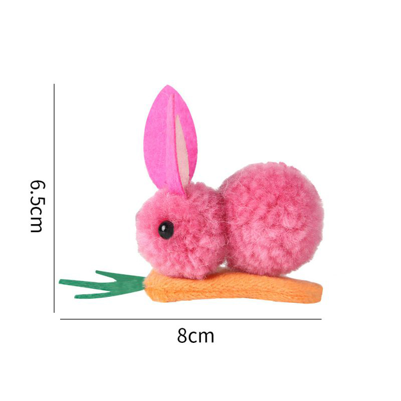 Fashion Rose Red Rabbit + Carrot Hairpin (finished Product) Plush Bunny Carrot Childrens Hair Clip