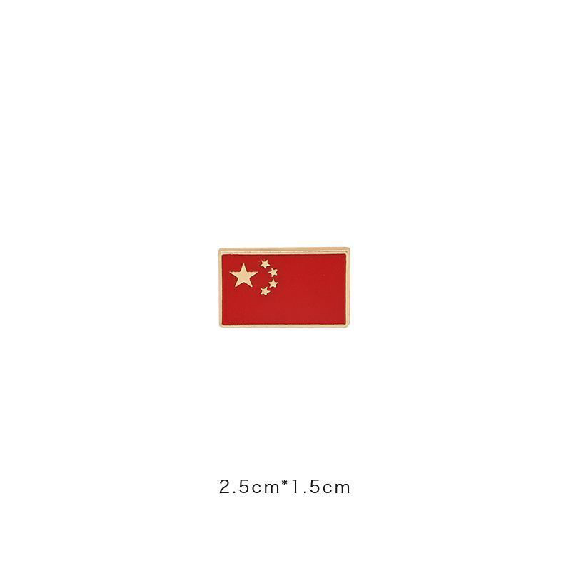 Fashion Square Red Flag Alloy Flag Brooch