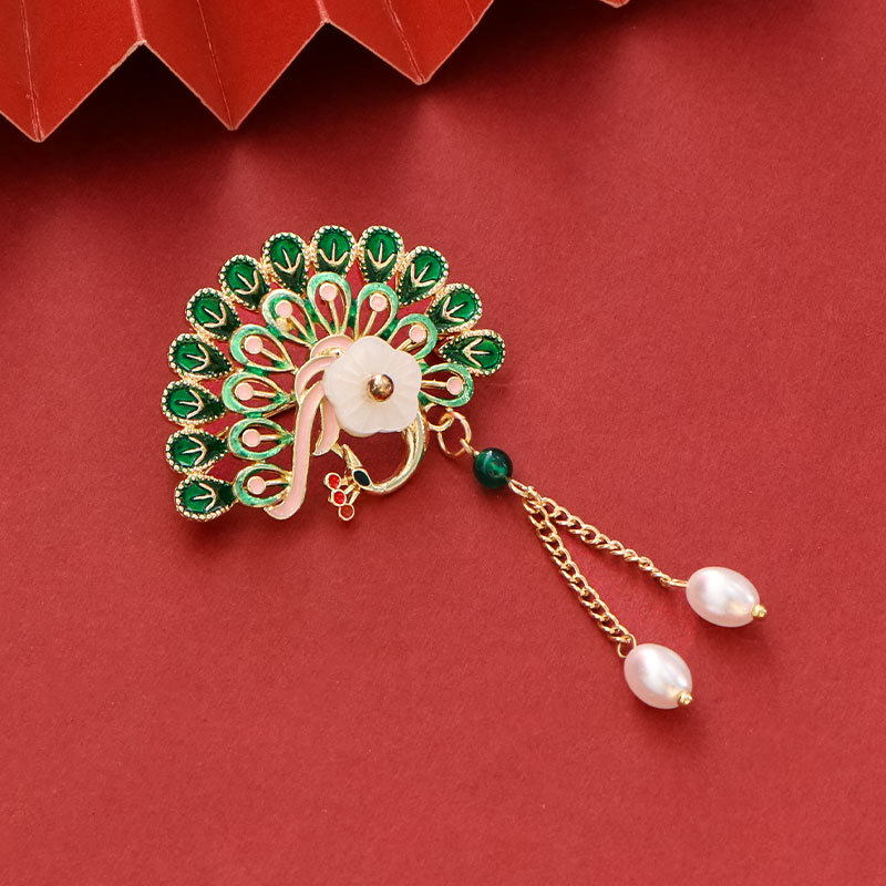 Fashion Peacock Painting Screen Alloy Geometric Peacock Brooch