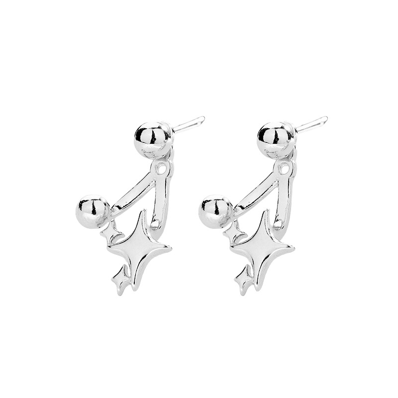 Fashion Silver Copper Four-pointed Star Earrings