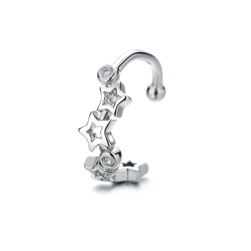 Fashion One Star Zircon Ear Clip Copper Inlaid Diamond Five-pointed Star Ear Cuff (single Piece)